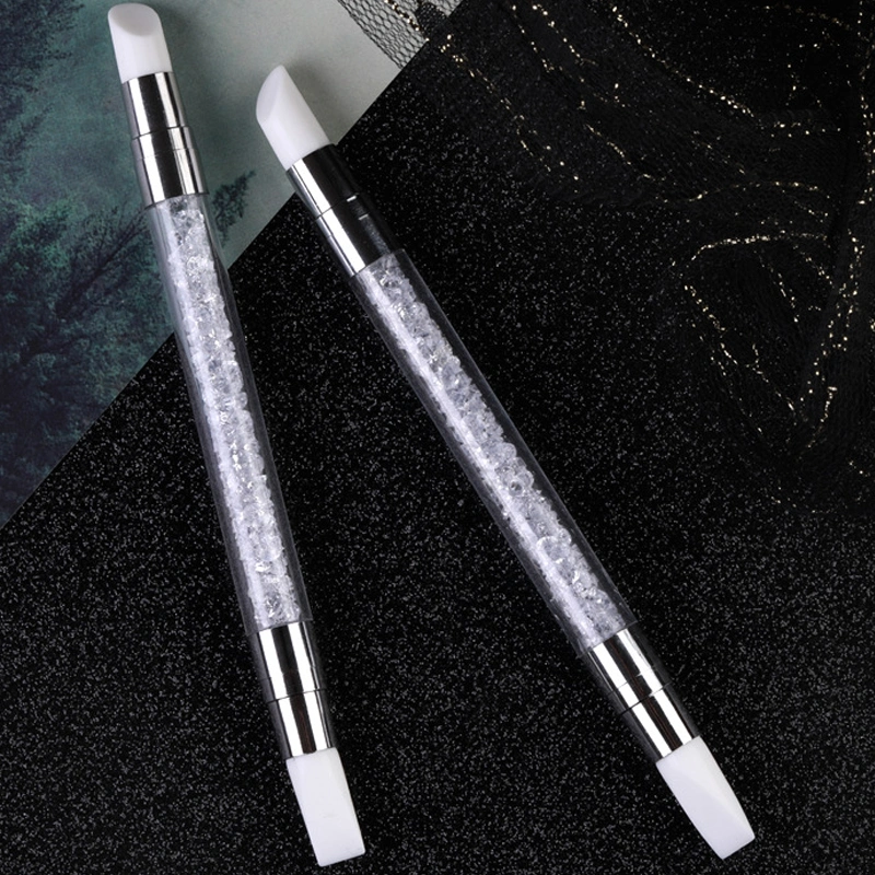 Nail Art Decoration Brushes Double Silicone Head Carving Rhinestone Dotting Pen