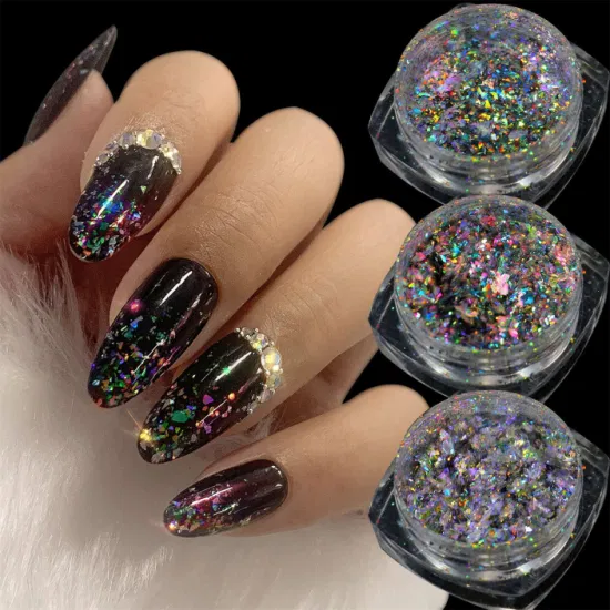 Novas lantejoulas para unhas Aurora Laser Camaleão Espelho mágico Powderstar Foil Paillette Lrregular Nail Glitters Decorações