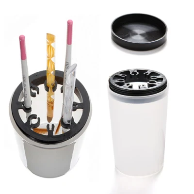 Garrafa de limpeza de caneta de arte de unha com clipe de retenção suporte de escova de caneta de arte de unha