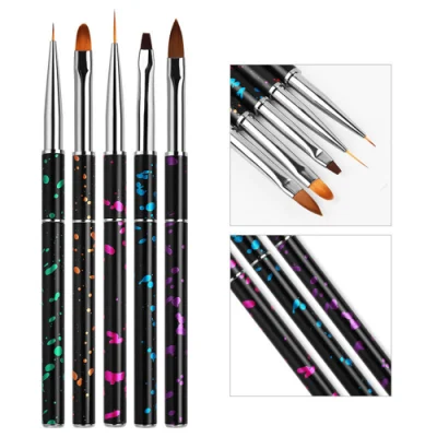 Atacado 5 pacotes de canetas de unhas pintadas Design Art Painting Nail Art Brush Tip Caneta de cristal
